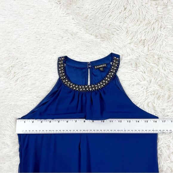 Express Navy Blue Sleeveless Dressy Top XS - Picture 4 of 7